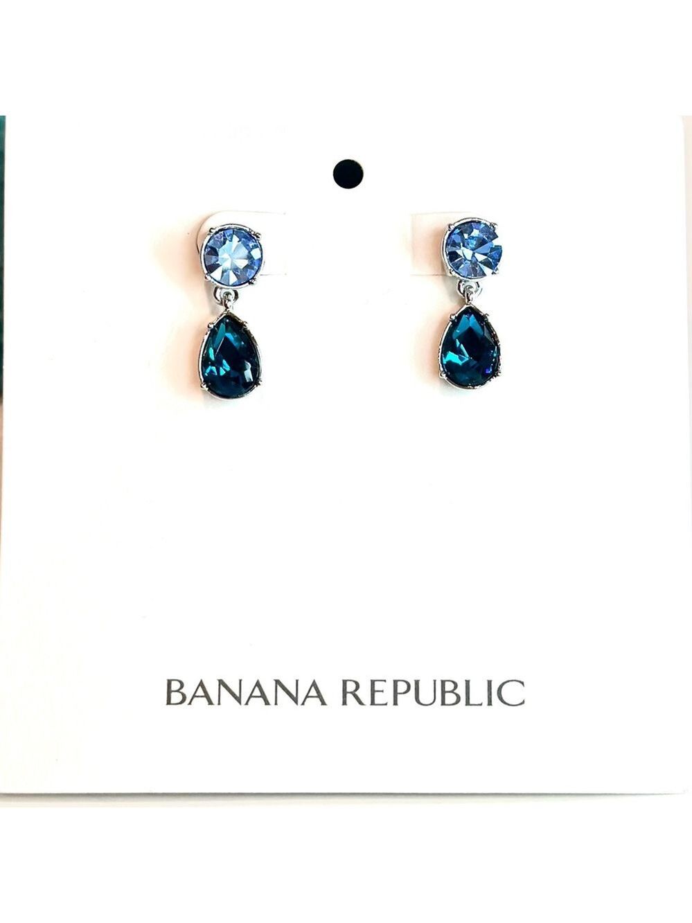 Banana Republic Blue Crystal Drop Earrings NWT